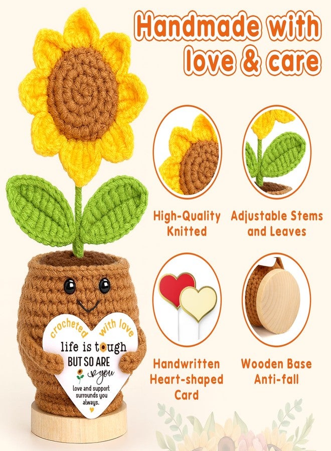 IDEGIFT Christmas Inspirational Gifts Crochet Sunflower for Women, Get Well Gifts for Friends Sister Besties Mom, Thinking of You Feel Better Cheer Up Gift for Her, Strength Resilience Christmas Xmas Presents - Image 2